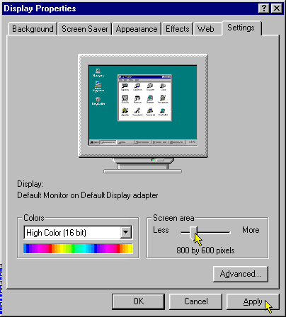 display properties box