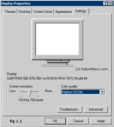 display properties box